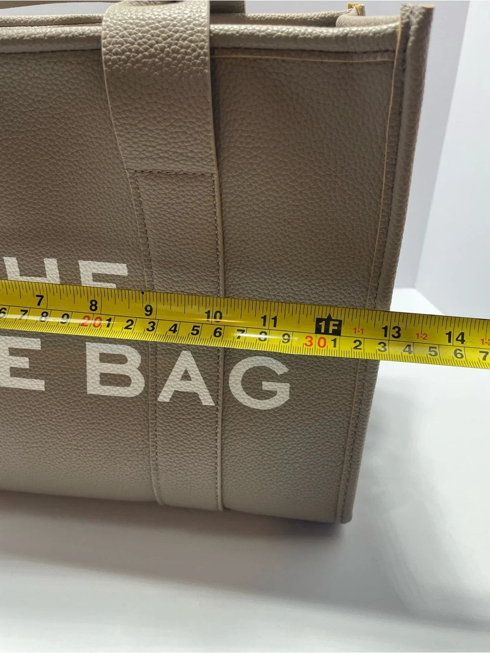 Neutral Beige Pebbled Tote Bag with Top Handles
